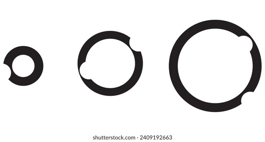 Vector illustration of a circle shape with several holes in the middle and inside, sorted from smallest to largest from left to right