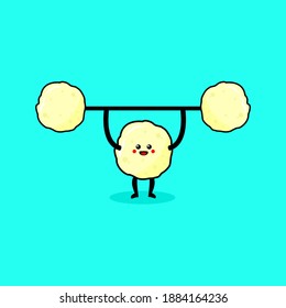 vector illustration of a circle shaped cake lifting weights
