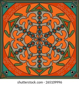 Vector illustration of circle in the square. Ethnic ornament 