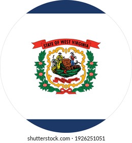 vector illustration of Circle state flag of US federal state of West Virginia