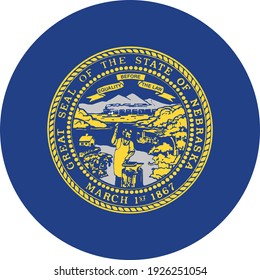 ilustración vectorial de la bandera del estado Círculo del estado federal de Nebraska