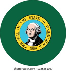 vector illustration of Circle state flag of US federal state of Washington