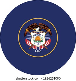 vector illustration of Circle state flag of US federal state of Utah