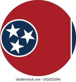 vector illustration of Circle state flag of US federal state of Tennessee