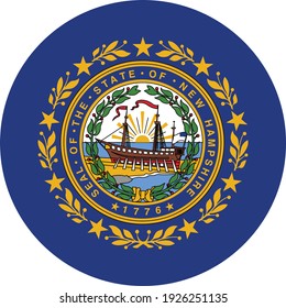 vector illustration of Circle state flag of US federal state of New Hampshire