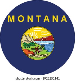 vector illustration of Circle state flag of US federal state of Montana