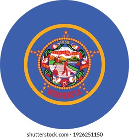 vector illustration of Circle state flag of US federal state of Minnesota