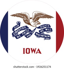 vector illustration of Circle state flag of US federal state of Iowa