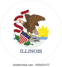 vector illustration of Circle state flag of US federal state of Illinois