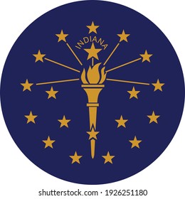 vector illustration of Circle state flag of US federal state of Indiana
