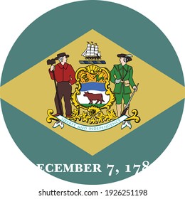 vector illustration of Circle state flag of US federal state of Delaware