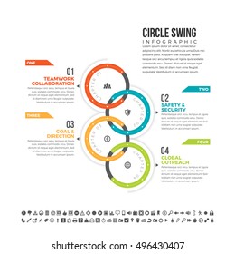 Vector illustration of circle swing infographic design element.