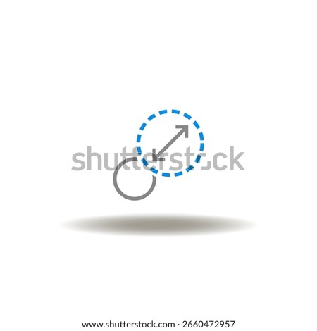 Vector illustration of circles with arrow. Symbol of scalable. Icon of resize.