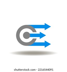 Vector illustration of circles and arrows rights direction. Icon of forward thinking. Symbol of forward movement strategy. Sign of progress.