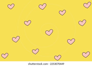 Vector illustration of circles and hearts patterns