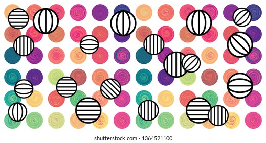 vector illustration with circles and spirals in rainbow colors for abstract backgrounds