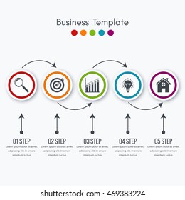 Vector illustration circles timeline infographic design. Business concept with five options