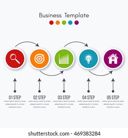 Vector illustration circles timeline infographic design. Business concept with five options