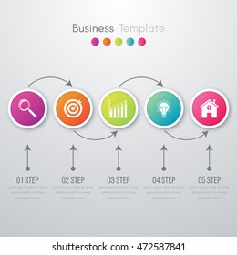 Vector illustration circles timeline infographic design. Business concept with five options