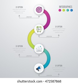 Vector illustration circles timeline infographic design. Business concept with four options