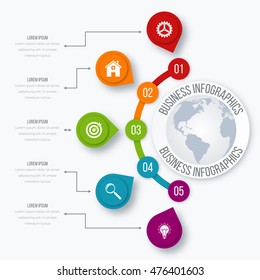 Vector illustration circles timeline infographic design. Business concept with five options