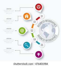 Vector illustration circles timeline infographic design. Business concept with five options