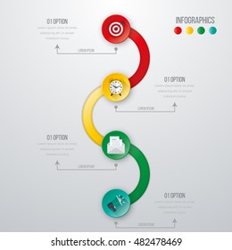 Vector illustration circles timeline infographic design. Business concept with four options
