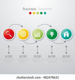 Vector illustration circles timeline infographic design. Business concept with five options