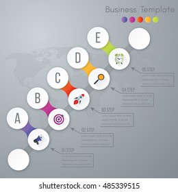 Vector illustration circles timeline infographic design. Business concept with five options