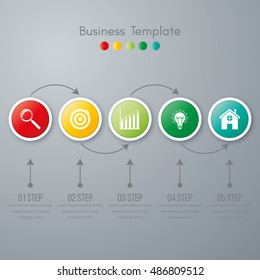 Vector illustration circles timeline infographic design. Business concept with five options