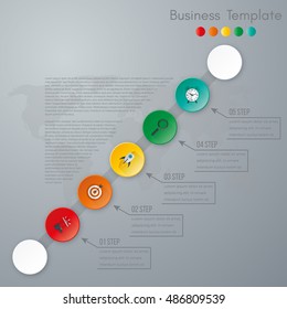 Vector illustration circles timeline infographic design. Business concept with five options