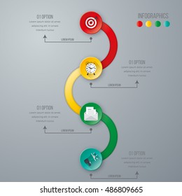 Vector illustration circles timeline infographic design. Business concept with four options