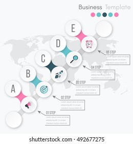 Vector illustration circles timeline infographic design. Business concept with five options