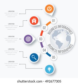 Vector illustration circles timeline infographic design. Business concept with five options