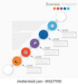 Vector illustration circles timeline infographic design. Business concept with five options