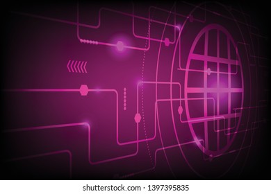 Vector illustration circuit board background technology. computer technology dark pink color background. Hi-tech digital technology concept