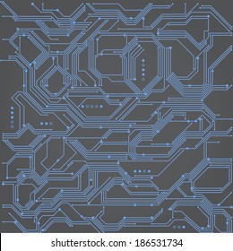 Vector illustration of circuit board background in blue and grey colors