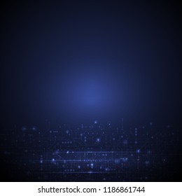 Vector illustration circuit board and hexagons background. Hi-tech digital technology and engineering, digital telecom technology concept. Vector abstract futuristic on dark blue color background