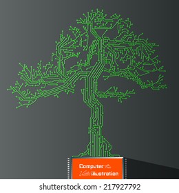 Vector illustration circuit board tree