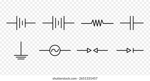 Vector illustration of Circuit icon set isolated on transparent background
