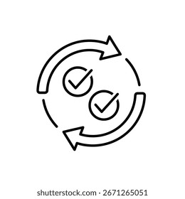 Vector illustration of circular arrows with checkmarks icon