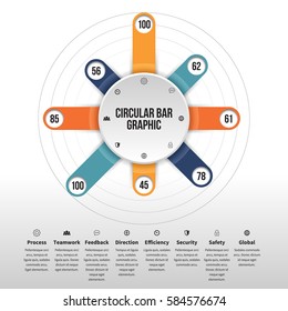 Vector illustration of circular bar infographic design element.