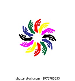 vector illustration of a circular colored hand, great for logos and differences in diversity