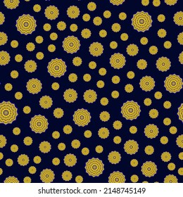 Vector illustration with circular decorative yellow pattern.