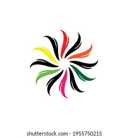 vector illustration of circular feathers in many colors, great for logos and nature icons