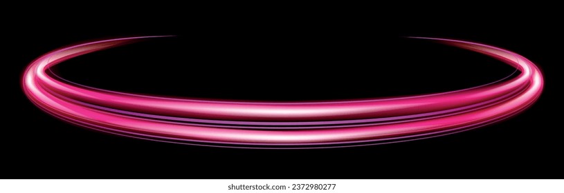 Vector illustration of a circular line in pink color on a dark background.