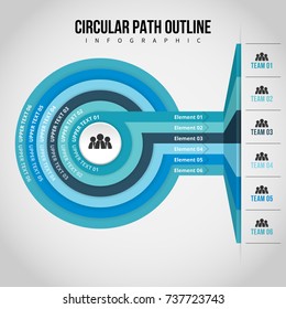 Vector illustration of circular path outline infographic design element.