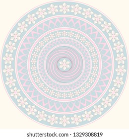 Vector illustration. Circular pattern of abstract shapes decorative flowers