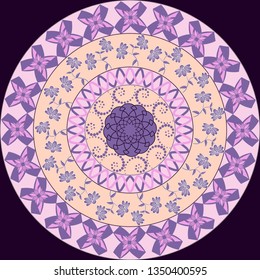 Vector illustration. Circular pattern of abstract shapes decorative flowers