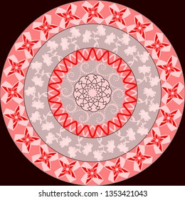 Vector illustration. Circular pattern of abstract shapes decorative flowers